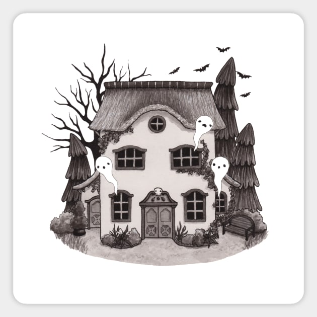 Haunted Cottage Magnet by Marcies Art Place